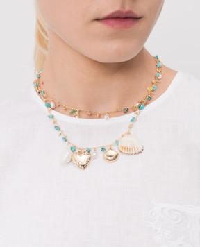 Twinset Золотистий двошаровий ланцюжок з ракушкою 261TO5440