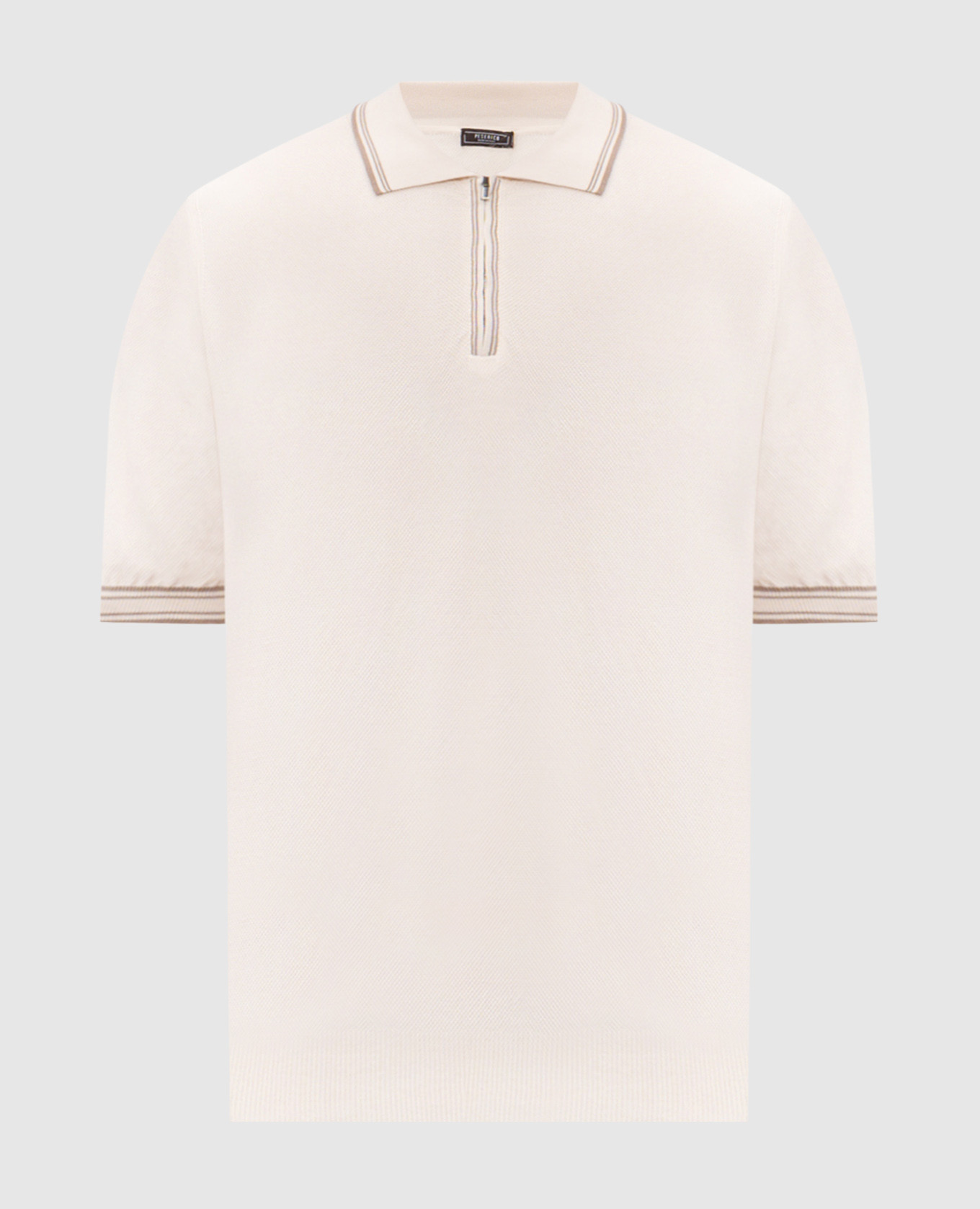 

Бежевое поло с контрастным окантованием, Бежевый, Поло