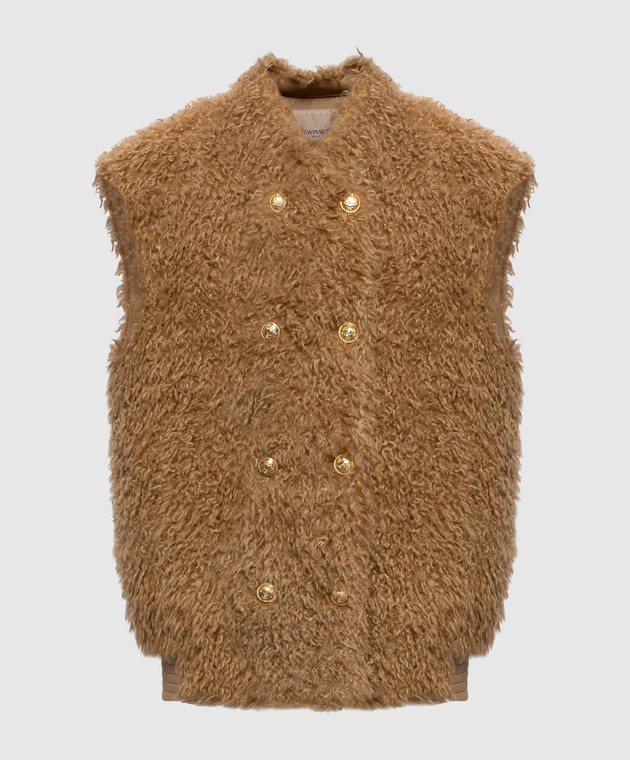 Twinset Коричневый двуборный жилет 262TP2200