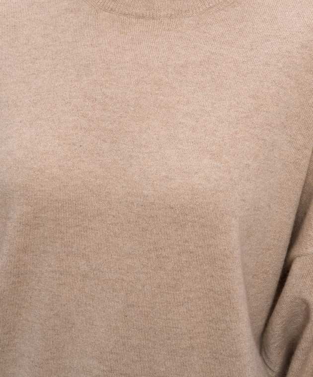 Brunello Cucinelli Бежевый свитер из кашемира с цепочкой мониль M12244410P изображение 5