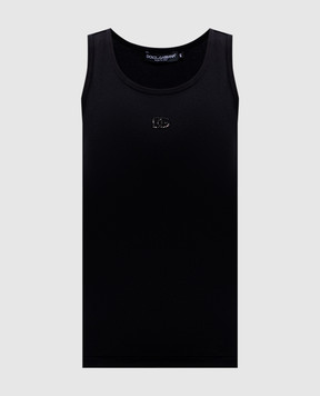 Dolce&Gabbana Чорний топ в рубчик з монограмою F8V40ZGDDL8