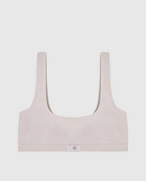 Maison Margiela MM6 Сірий топ з нашивкою емблеми MKRK40010