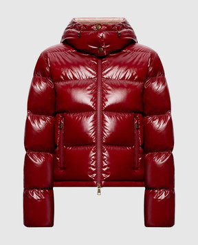 Moncler Бордовый пуховик Niveole с нашивкой логотипа L20931A00031597EU
