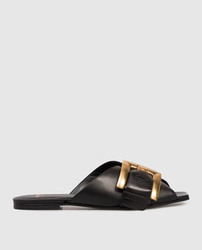 Balmain Чорні шкіряні шльопанці Anthem GN1UP141LVIT