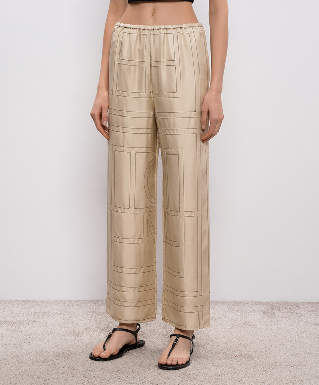 Toteme Бежевые брюки из шелка 213255707 изображение 3