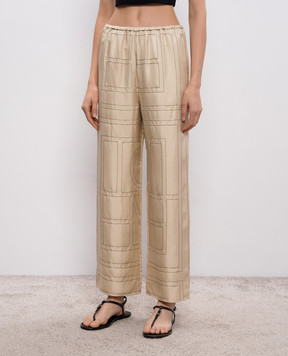 Toteme Бежевые брюки из шелка 213255707