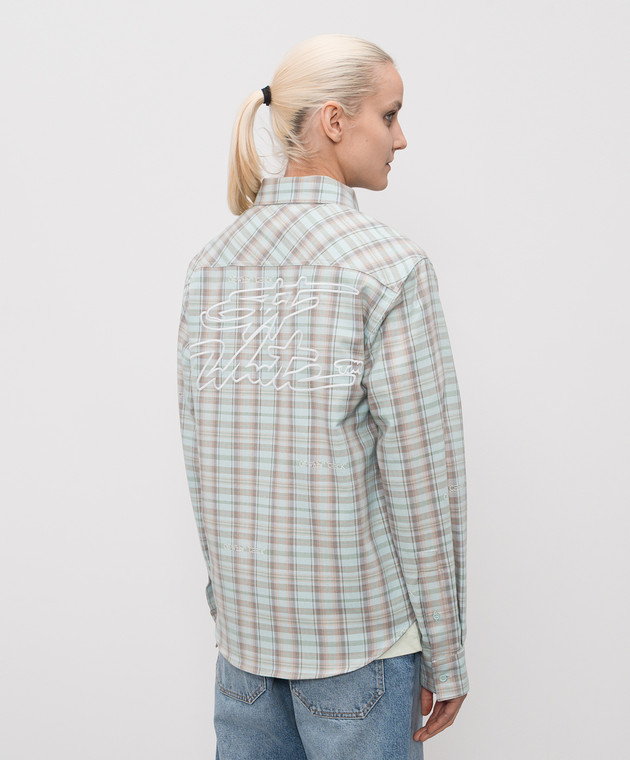 Off-White Блакитна сорочка у візерунок 44XGE04MS26F001 зображення 4