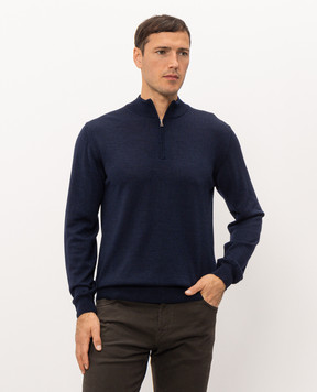 Cashmere&Whiskey Синій джемпер з вовни, шовку та кашеміру 477