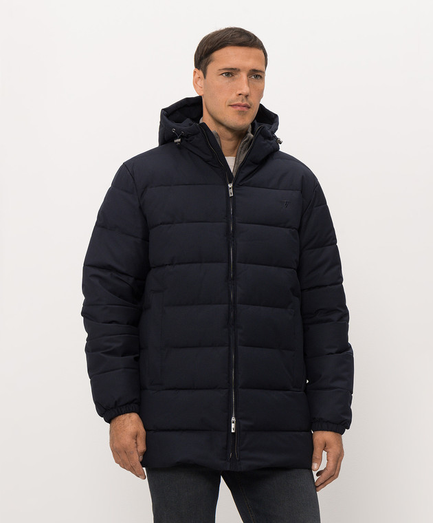 Trussardi Синя стьобана куртка з вишивкою емблеми 8005M000031NMO811N18 зображення 3