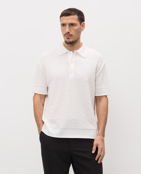 Balmain Біле поло з вовни та льону у візерунок GH1GB044KI03