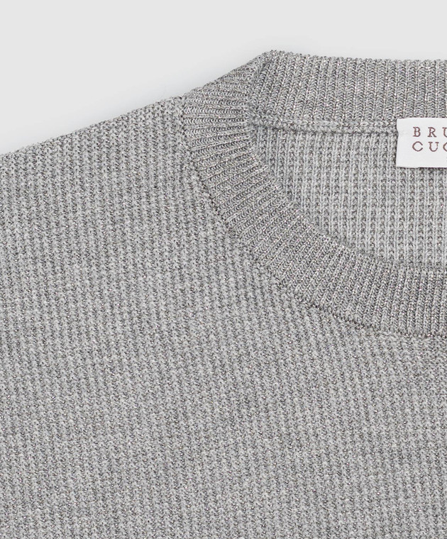 Brunello Cucinelli Детский серый джемпер с люрексом BAZM23000C изображение 3