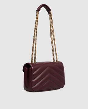 Saint Laurent Бордовая кожаная сумка-мессенджер Loulou с логотипом 801437AAEAX