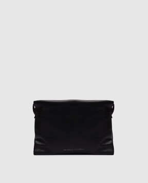 Brunello Cucinelli Черная кожаная сумка-кисет с цепочкой мониль MBXAD2808P