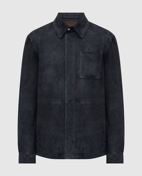 Cashmere&Whiskey Синяя замшевая куртка в стиле рубашки 22254500332