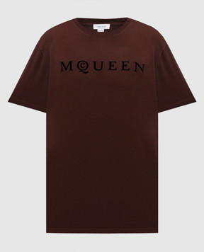 Alexander McQueen Коричневая футболка с логотипом 847750QTAD5