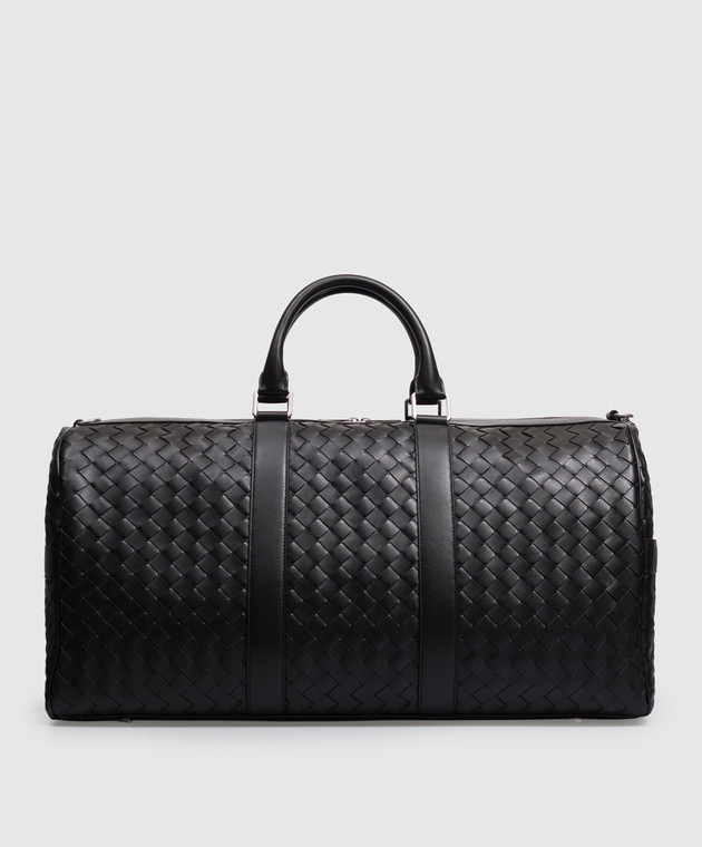 Bottega Veneta Черная кожаная дорожная сумка с плетением Intrecciato 795287V2HL1
