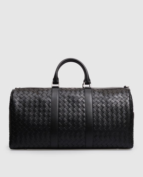Bottega Veneta Чорна шкіряна дорожня сумка з плетінням Intrecciato 795287V2HL1