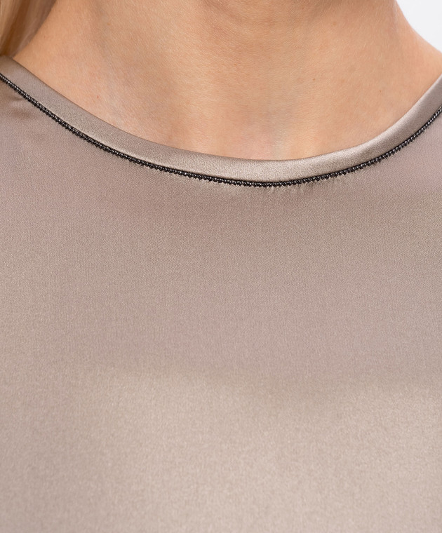 Brunello Cucinelli Бежевая блуза из шелка M0C59DE310 изображение 5