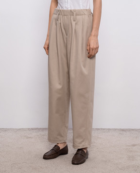 Brunello Cucinelli Бежеві штани з ланцюжком MP126P9295