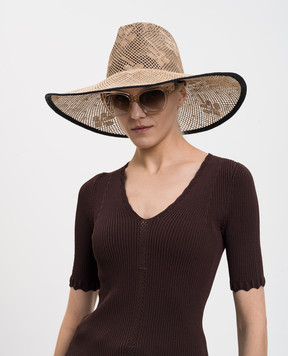 Twinset Коричневий солом'яний ажурний капелюх 261TA4070
