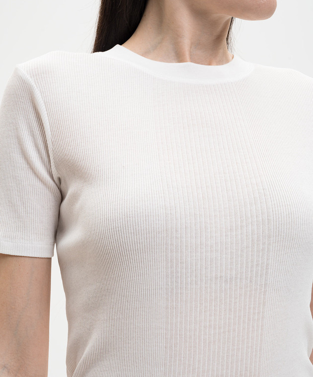 Loulou de Saison Белая футболка AVALYN в рубчик AVALYNLDS изображение 5