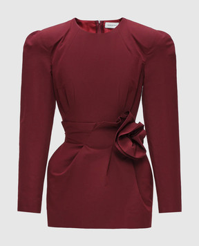 Magda Butrym Бордова сукня міні з шовком з акцентними плечима DRESS41257926