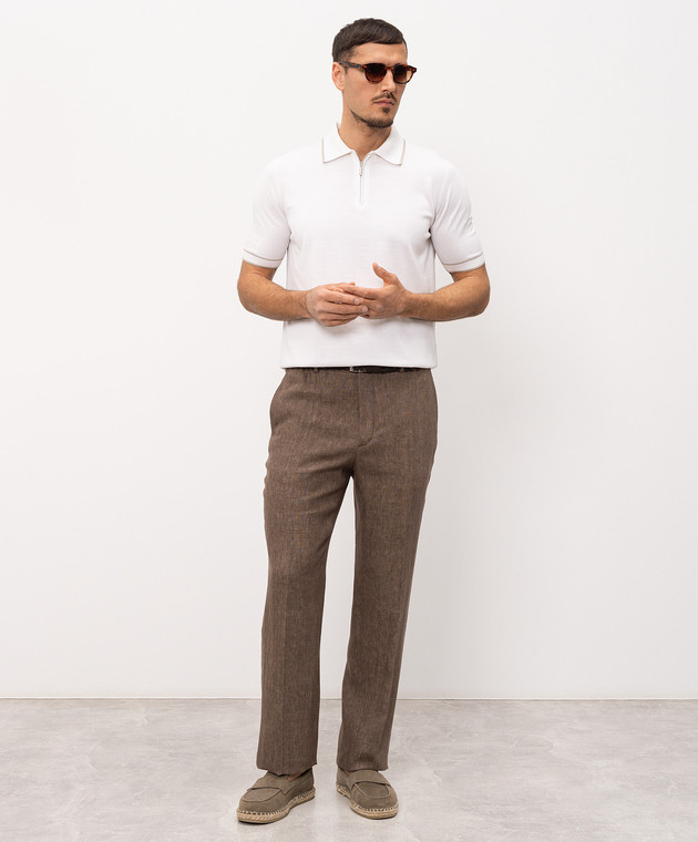 Slowear Коричневые брюки из льна 1T00057016A изображение 2
