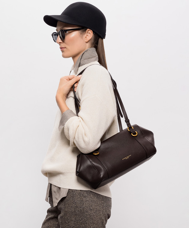 Gianni Chiarini Коричнева шкіряна сумка-тоут TERRY BS12230COMMGRN зображення 2