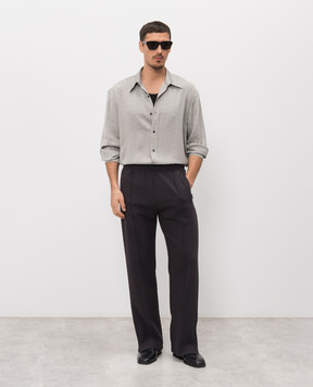 Balmain Сіра сорочка у візерунок монограми GH1HS555VI74