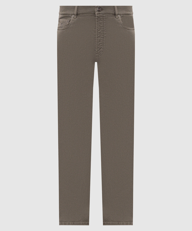 Brunello Cucinelli Джинсы цвета хаки с логотипом патча M277PO2090