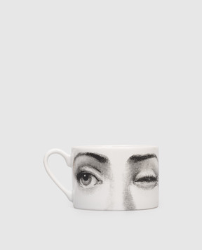 Fornasetti Білий порцеляновий набір для чаю Tema e Variazioni L'antipatico з чашки та блюдця P39X304