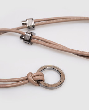 Brunello Cucinelli Бежевый кожаный шнурок для очков с гравировкой логотипа MACP9G002
