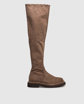 Brunello Cucinelli Коричневые замшевые ботфорты MZSFG3116