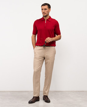 Stefano Ricci Бордове поло із шовку з вишивкою монограми логотипа K616215P31F26101