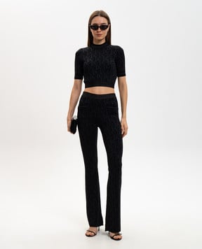 Palm Angels s Чорний топ у візерунок з люрексом PWHT010R24KNI001