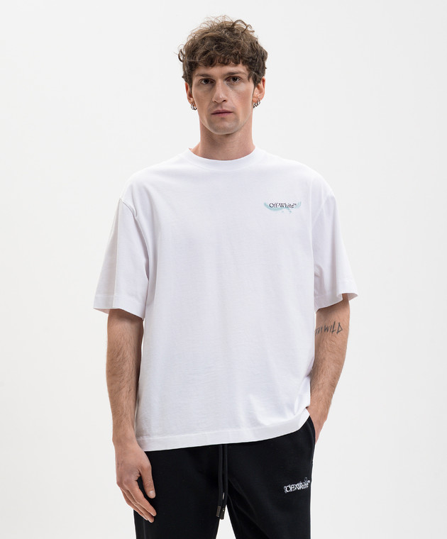 Off-White Белая футболка с брендовым принтом 44MAA120S26J00E изображение 3