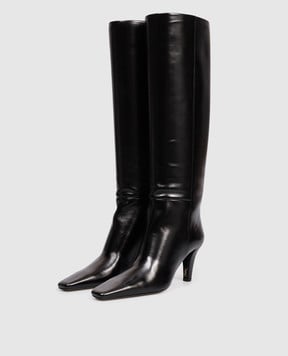 Saint Laurent Черные кожаные глянцевые сапоги JILL 839749AAEHW