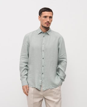 Canali Зеленая рубашка из льна GM02128CSL7077