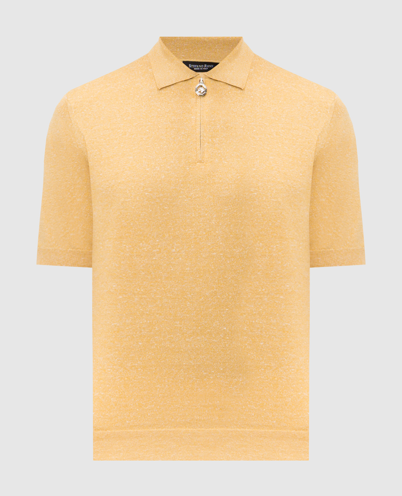 Желтое поло с шелком и льном