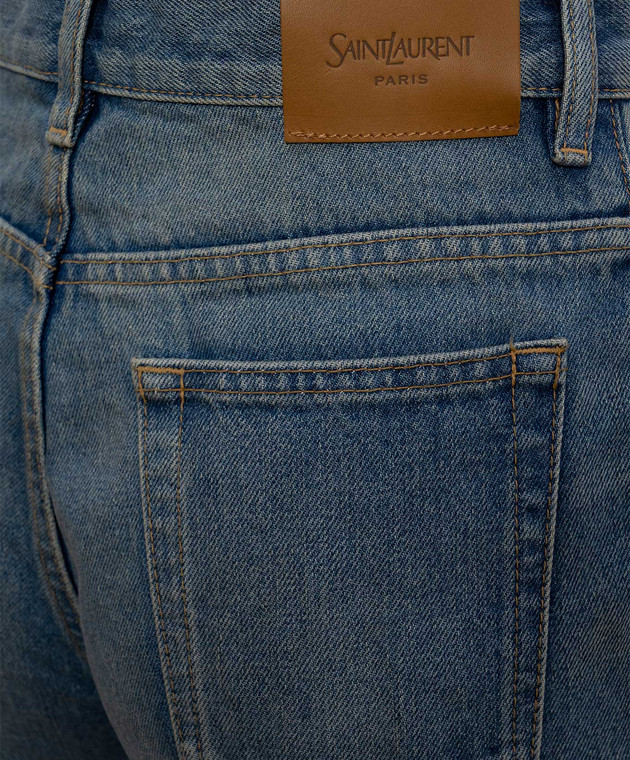 Saint Laurent Сині джинси з ефектом потертості 813267Y11CA зображення 5