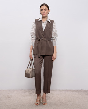 Peserico Біла сорочка із шовком в смужку A06338D08354