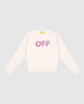 Off-White Дитячий білий светр з вовною 44GHE002F5K004