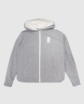Brunello Cucinelli Дитяча сіра спортивна куртка в смужку BB192E454B