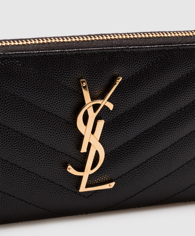 Saint Laurent Черный кожаный кошелек с логотипом монограмма 358094BOW01 изображение 4