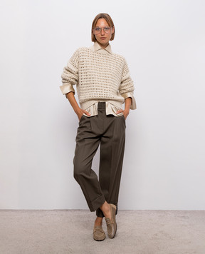 Brunello Cucinelli Зелені штани з вовни MB199P9357