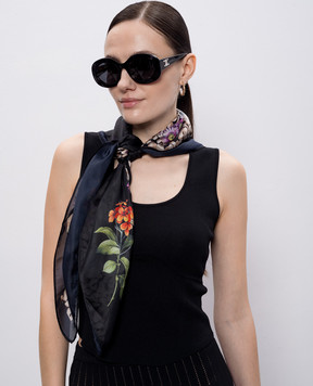 Twinset Чорна хустка в брендовий принт 261TA4220