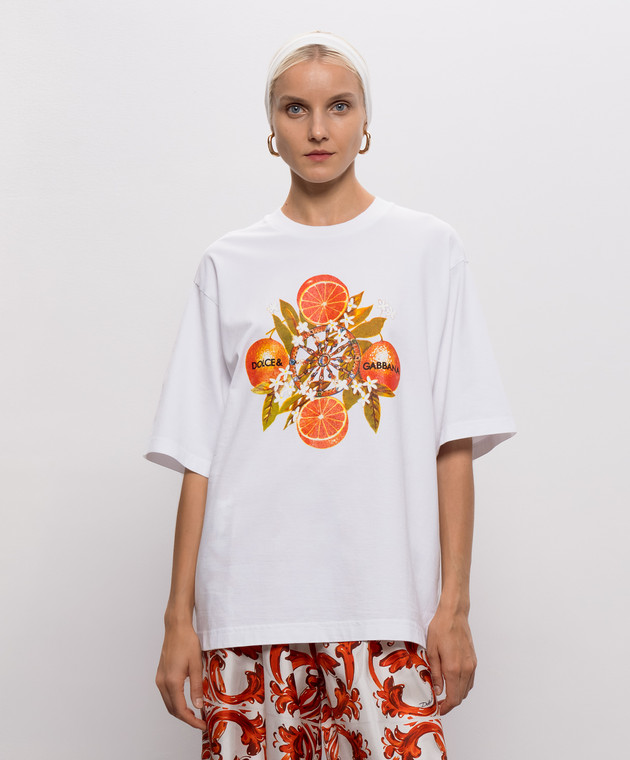 Dolce&Gabbana Белая футболка с принтом F8V78TGDDVN изображение 3