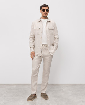 Doriani Cashmere Бежеві штани з льону P207269NP26950210