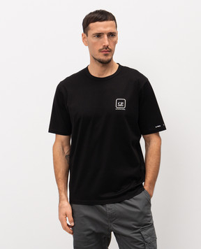 C.P. Company Metropolis Чорна футболка з брендовим принтом Metropolis LTS057A006370W