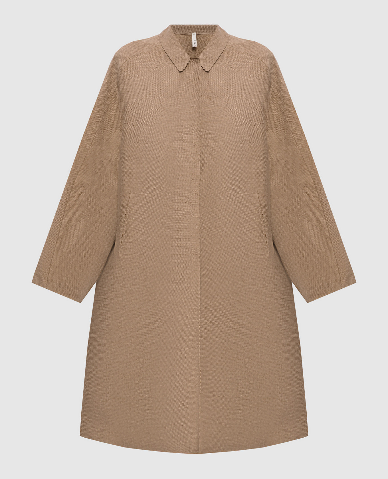 

Коричневое пальто с леном, Коричневый, Пальто